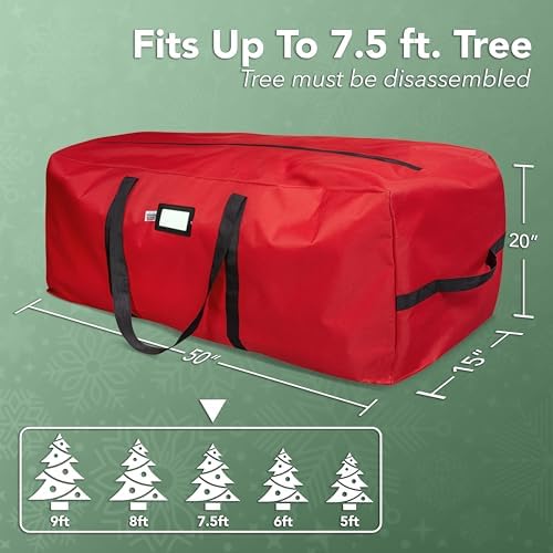 Holiday Cheer Christmas Tree Storage Bag Waterproof 7.5ft Red - Image 3