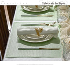 Leetaltree Woven Vinyl Placemats Set of 12, Crisp Green Sequin - Image 3