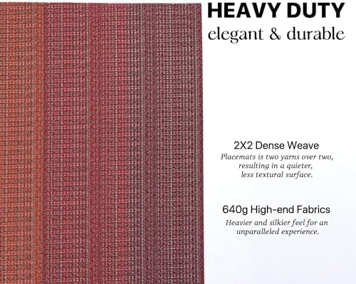 LEXMORE PlaceMats Set of 12 Vinyl/Plastic Woven Place Mats for Kitchen Table Indoor/Outdoor Washable PlaceMat Wipeable Dining Table Mats(Pomegranate Parade) - Image 3