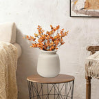 Ceramic Vase Set of 2 Ribbed Matte Rustic Farmhouse Decor - Image 7