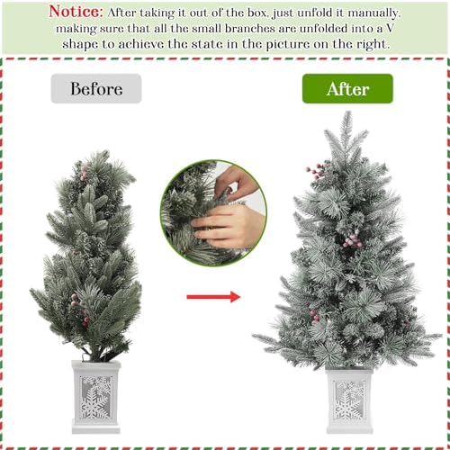 3FT Mini Christmas Tree with Battery Operated Lights for Holiday Decor - Image 4