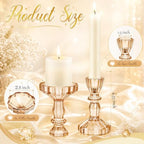 Sieral 24 Pcs Amber Taper Candle Holders 4'' Tall Candlestick Glass Holders Bulk Stripe Decorative Stand Wedding Stick Holder for Anniversary Party Dining Table Festival Decor - Image 2