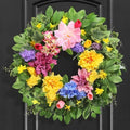 Spring Wreaths for Front Door, 24 Inch Greenery Front Door Wreath with Peonies Dahlias Hydrangeas, Artificial Home Decorations for Indoor Outdoor Window Wall,Outside Floral Wreath Decor for Home Porch by Vsonker