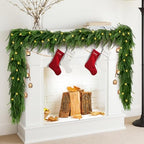 9 FT Artificial Norfolk Pine Garlands with Lights, Pre-Lit Christmas Garland, Real Touch Pine Artificial Faux Greenery Garland for Table, Mantle, Wall, Indoor, Outdoor Christmas Decorations by Mduvoz