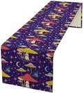 Color Mushroom Table Runner, Dreamy Enchanted Forest Mushrooms Butterflies Moon Stars A Magical Fairy Tale for Daily Home Party Decor 13x120in by Unknown
