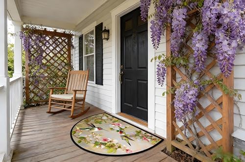 Spring Hummingbirds Door Mat for Outdoor Indoor Welcome Mat Half Round Doormat Entryway Rug 24" x 36" Door Mats for Home - Image 7