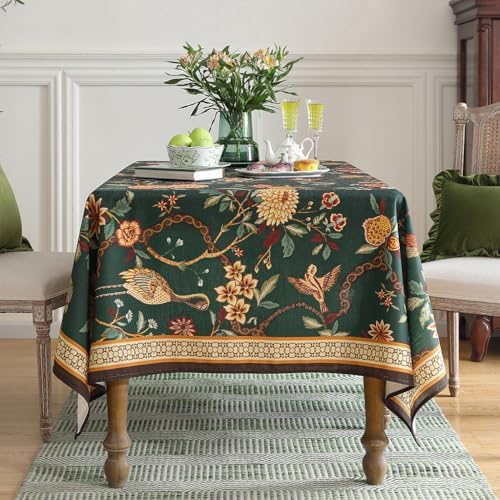 ISAENNE Designer Vintage Green Rectangular Tablecloth,110"x63" - Image 2