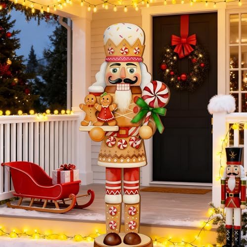 Christmas Snowman Wooden Porch Sign Decor, 40 Inch, Nutcracker - Image 4
