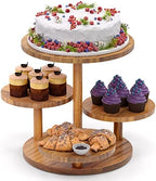 HURZMORO 4 Tier Cupcake Tower Stand for 50 Cupcakes,Wood Cake Stand with Tiered Tray Decor,Farmhouse Tiered Tray Decor,Cupcake Display for Birthday Graduation Baby Shower Tea Party (Albizia) by HURZMORO
