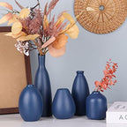 Blue Ceramic Vase - Set of 5 Blue Bud Vases, Modern Farmhouse Navy Blue Decorative Vases for Home, Office, Living Room, Table Decor - Ideal Centerpieces for Flowers, Shelf and Fireplace Accents - Image 6