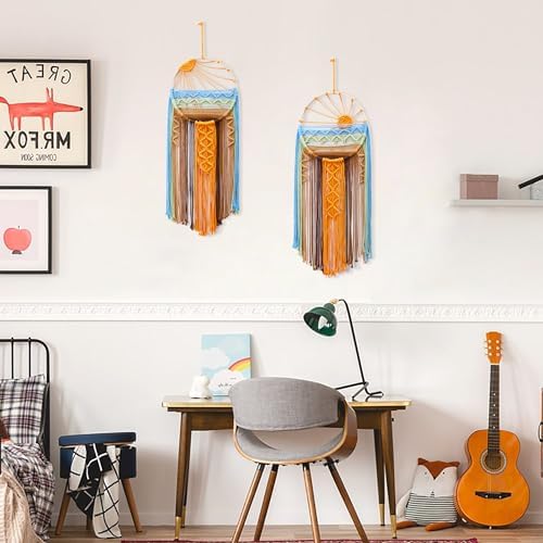 Artilady 2 Pack Macrame Hanging Tapestry Sun Wall Decor, Boho Dream Catcher - Image 7