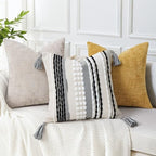 NUYECY Boho Throw Pillow Covers 18x18 Aesthetic Neutral Boucle Couch Pillow Cover Rainbow Striped Decorative Accent Pillow Case for Couch Bed Sofa Farmhouse,Modern Funky,Set of 2 Black and White - Image 5