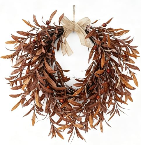 Fall Olive Wreaths for Front Door,22'' Autumn Front Door Wreath Home Decor by LEFTOVER