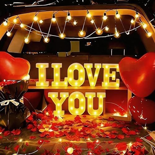 I Love You Light Up Letters with 1000 Rose Petals by Unknown