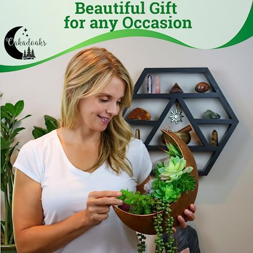 Hanging Moon Planter - Moms Day Gift - Moon Room Decor - Unique Planters for Succulents & Air Plants - Plant Lover Gifts - Boho & Hippie Style - Image 2