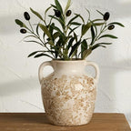 Ceramic Vintage Vase, Utensil Holder, Flower Decorative Vase with Handles, Chinoiserie Decor Rustic Farmhouse Retro Floral Vases for Table Bookshelf Mantel Kitchen Living Room Office - 6.7” Brown 018 - Image 6
