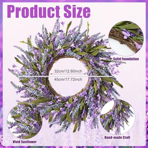 Tingjoo 2 Pcs Lavender Welcome Wreath and Door Mat Set for Front Door - Image 3