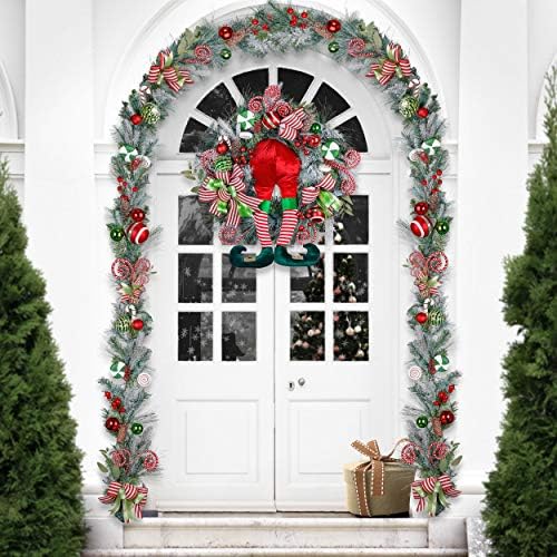 Valery Madelyn 30" Pre-Lit Christmas Wreath for Front Door with Lights Elf - Image 4