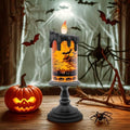 Halloween Snow Globe Flameless Candle – Lighted Halloween Glitter Lantern with Spinning Water and Timer, Pumpkin & Bat Scene Halloween Decor for Home, Party, Table Centerpiece by Fecisum