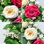 Artificial Spring Summer Wreath, 24 Inch Floral Wreath for Front Door - Greenery Wreath with Flowers and Green Leaves, Farmhouse All Season Home Decor for Indoor Outdoor Wall Porch Window - Image 4