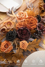 Ling's Moment Flower Garland - 6FT Eucalyptus & Rose - Sweetheart Table Decor for Wedding Reception, Artificial Floral Garland for Mantle, Thanksgiving, Christmas Decoration, Black & Burnt Orange - Image 3