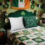 Tiamon 4 Pcs St. Patrick's Day Throw Pillow Covers 18 x 18 Inch 3D Embroidered Plush Green Shamrock Pillow Cases Lucky Clover Fluffy Faux Fur Cushion Covers for Spring Holiday Home Bed Sofa Couch - Image 5