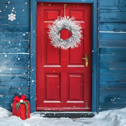 20 Inch Snow Flocked White Berry Winter Wreath with Twig & Leave- Artificial Christmas Wreaths for Front Door Porch Wall Window Porch Fireplace Outdoor Décor - Image 3