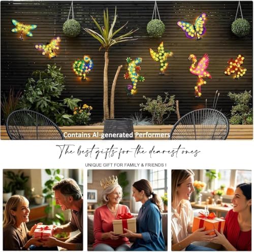 2 Pack Solar Lights Outdoor Metal Butterfly Wall Decor with 30 Led - Image 5