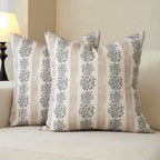 DOMVITUS Floral Throw Pillow Covers 24x24 Inch Set of 2, Block Print Decorative Pillow Covers Vintage Striped Neutral Farmhouse Boho Home Decor for Couch Sofa Bed Living Room, Neutral by Domvitus