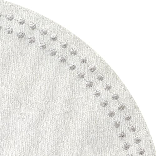 Bodrum Pearls Round Embroidered Placemats Set of 4 – 15" Elegant Table Mats for Dining, Weddings & Special Occasions, Decorative, Wipe-Clean Vinyl Placemats, Antique White/Silver - Image 2
