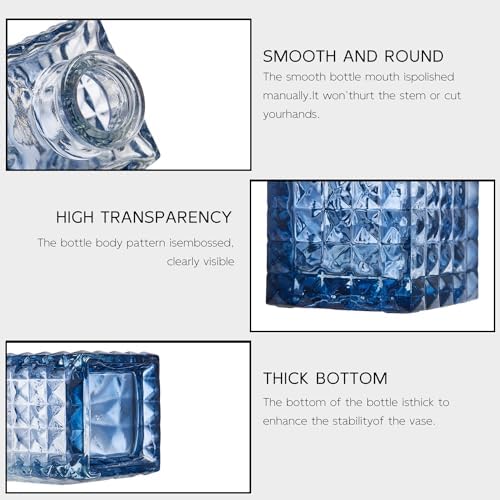 Glass Bud Vase Set of 16, Small Flower Vases, Glass Vases for Centerpieces, Vintage Home Table Decorations Bud Vases (16 Pcs, Blue) - Image 2