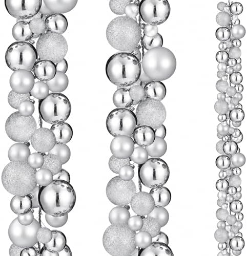 2 Pcs 6 ft Christmas Ball Ornament Garland, Mixed Silver by Yuxung
