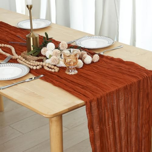 6 Pack Terracotta Cheesecloth Table Runner 120 Inch Boho Wedding Decor - Image 4