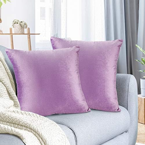 Nestl Throw Pillow Covers, Cozy Velvet Decorative Autumn Pillow Covers 22 x 22 Inches, Soft Solid Couch Pillow Covers for Sofa, Bed and Car, Set of 2 - Lavender by Nestl