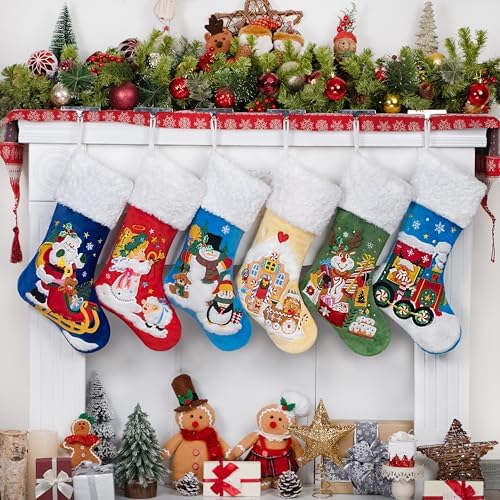 BHD BEAUTY Christmas Stocking Fluffy Cartoon 3D Soft Faux Fur for Family Decorations Hanging Ornament for Xmas Holiday Party 6 Pack by bhdbeauty