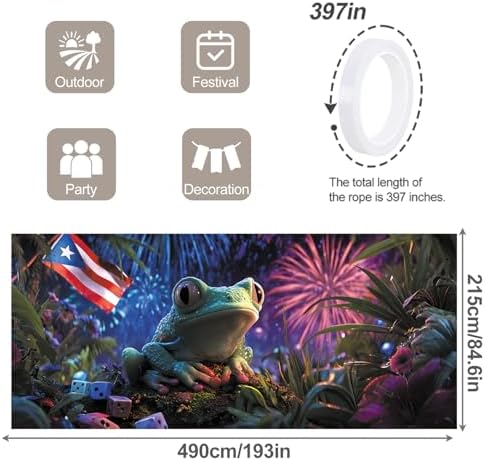 7 * 16ft Vibrant Puerto Rico Garage Door Banner, Tropical Island Style Decor Flag, Retro Castle Pattern Photo Backdrop, Cultural Pride Background for Outdoor Festival Holiday Garage Door Decoration - Image 2