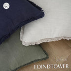 Foindtower Decorative Linen Fringe Throw Pillow Covers 24×24 Olive Green - Image 4