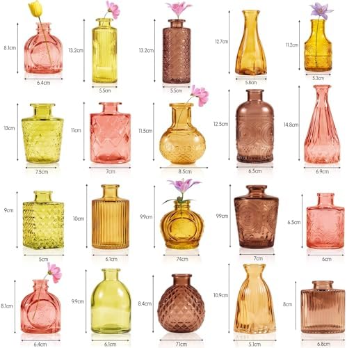 80 Pcs Colorful Glass Bud Vase Set, Small Colored Vintage Vases for Centerpieces, Cute Glass Bud Vases in Bulk,Decorative Flower Vases for Wedding Home Table Decor - Image 2