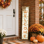 Fall Welcome Porch Sign 45 x 9 Inch Wood Decor with Raised Letters and Bow - Image 3