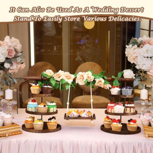 Large Wooden 3 Tier Cupcake Dessert Table Display Stand with Swing - Image 5