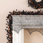 Glitzhome Halloween Garland, 72" Black Eucalyptus Garland with Pumpkin Bats and Berries, Halloween Mantel Decor for Door Fireplace Shelf Fall Display - Image 6
