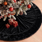 Skylety 48" Velvet Christmas Tree Skirt with Faux Fur Trim,Black by Skylety