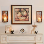 Mirrored Browm Wall Candle Sconces Set of 2 with Scrollwork Design - Image 3