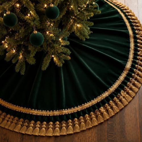 Roowest 48 Inch Green Christmas Tree Skirt Velvet, Round by Roowest