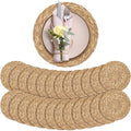 Aneco 24 Pack 12-Inch Round Woven Placemats Natural Hand-Woven Boho Rattan Wicker Bulrush Placemat Farmhouse Rustic Braided Table Mats for Dining & Kitchen Decor by Aneco