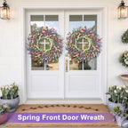 LZNPA 26 Inch Large Lavender Wreath for Front Door Greenery Summer Spring Wreaths for Front Door Wreaths for Front Door All Seasons for Wedding Farmhouse Wall Porch Window Decor(Red Pink Lavender) - Image 2