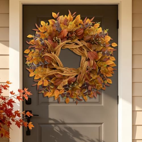 26 Inch Fall Wreaths for Front Door Eucalyptus Berry Wreath - Image 2