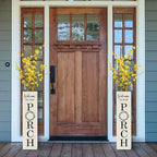 Glitzhome Sets 2 Wooden Welcome Porch Sign, Rustic Double Sided Box-shaped "WELCOME, PORCH" Porch Sign for Front Porch Decor, White, 30"H - Image 7