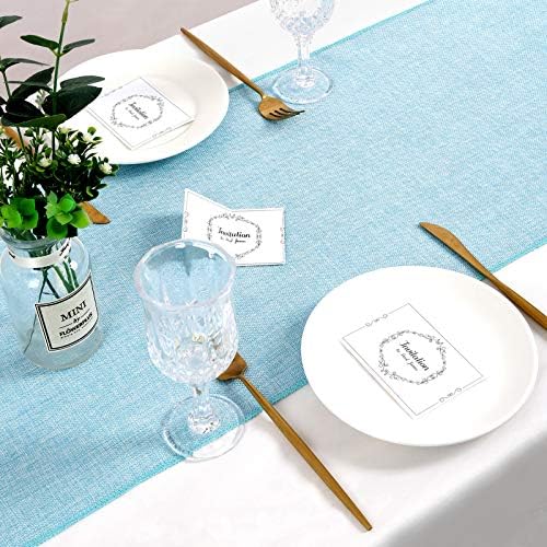 LuoluoHouse Burlap Table Runner Baby Blue Party Table Runners 2 Pack 13x84 Inch Farmhouse Spring Table Linen for Family Dining Ceremony Table Decoration - Image 2