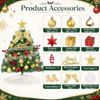 2FT Mini Christmas Tree with 40 Lights, Balls Tree Skirt 8 Lighting Modes - Image 3